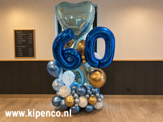 Verjaardag specials Staande decoratie XXL, met helium accenten en persoonlijke tekst