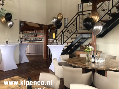 Tafel decoratie 3 ballonnen, 3 kleuren, plaats kleuren wisselt