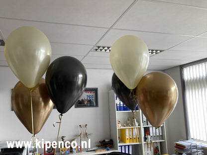 Tafel decoratie 3 ballonnen, 3 kleuren, plaats kleuren steeds gelijk