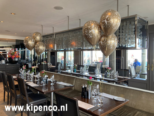 Tafel decoratie 3 ballonnen, 1 kleur, 3 print