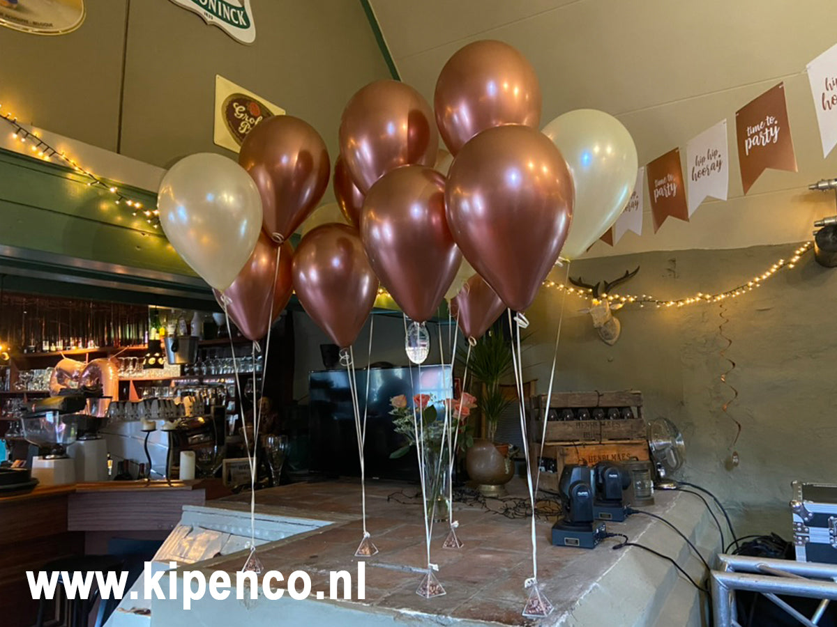 Tafel decoratie 3 ballonnen, 2 kleuren, kleuren steeds op zelfde plaats
