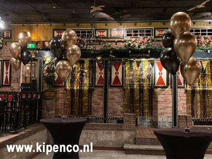 Tafel decoratie 5 ballonnen, 2 kleuren, plaats kleuren steeds gelijk