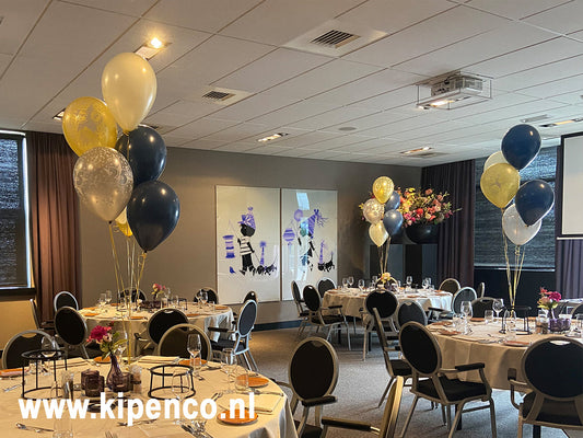 Tafeldecoratie 5 ballonnen, 4 kleuren, 2 print