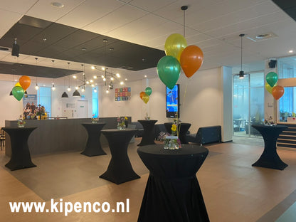 Tafel decoratie 3 ballonnen, 3 kleuren, plaats kleuren wisselt
